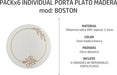 KOV DESIGN Pack of 6 Wooden Placemats - Boston Model 2