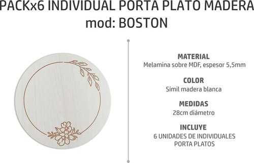 KOV DESIGN Pack of 6 Wooden Placemats - Boston Model 2