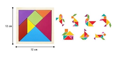 Cubeta Rompecabezas Madera 7 Piezas Color Juguete Tangram Souvenir 7