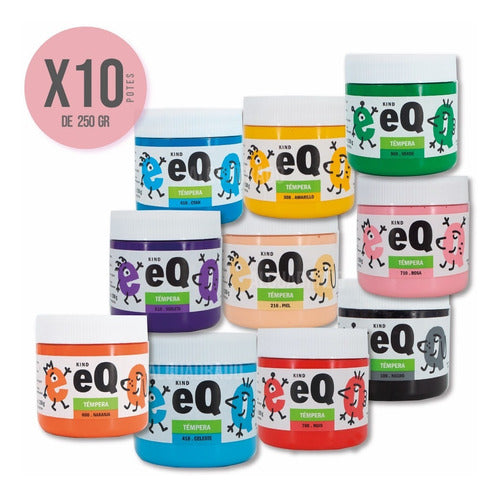 EQ Arte Tempera En Pote 250 Gs Vs Colores Apilables Pack X10u 0