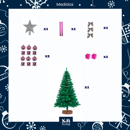 Complete Pink Christmas Tree 50cm with Ornaments 3