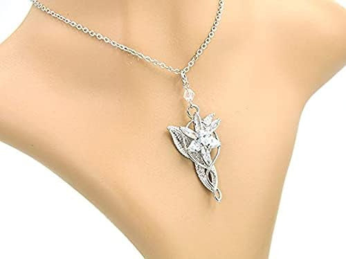 XHBTS 2 Set Lord of The Rings Elven Leaf Aragorn Arwen Evenstar Pendant Necklace with Box 4