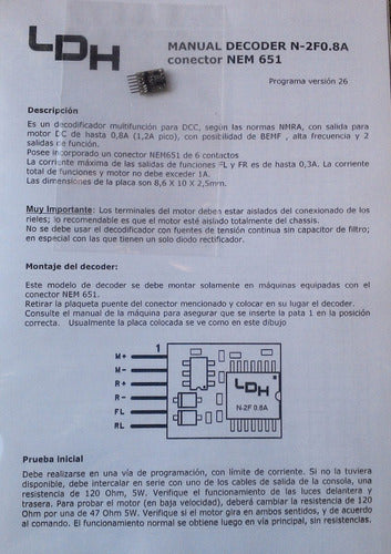 Ldh Decoder N Conector Pin Nem 651 Dcc 2 Funciones 2f0.8  N 1