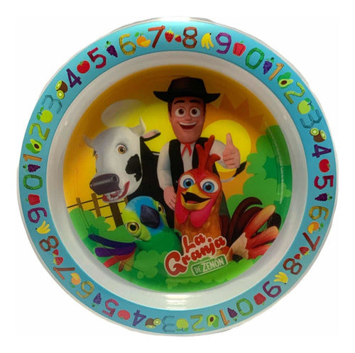 Bel Gioco La Granja De Zenon Plate and Straw Top Bottle Set for Kids Premium Quality 6