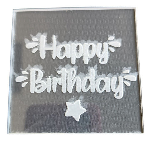 Acrylic Texturizing Stamp Happy Birthday with Star 0