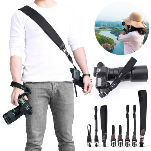 Powerextra DSLR Shoulder Neck Strap with Tension and Connector 0