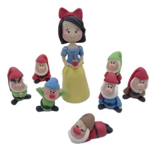 Mi nanu artesanal: Blancanieves + 7 Enanitos En Porcelana Fria Para Tortas 0