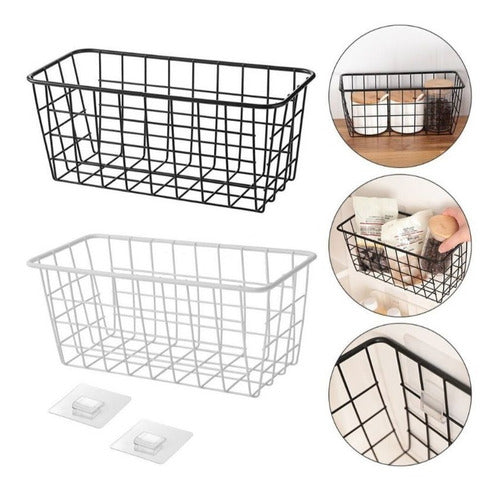 Rectangular Metal Basket with Self-Adhesive Stickers Tienda Mama 0