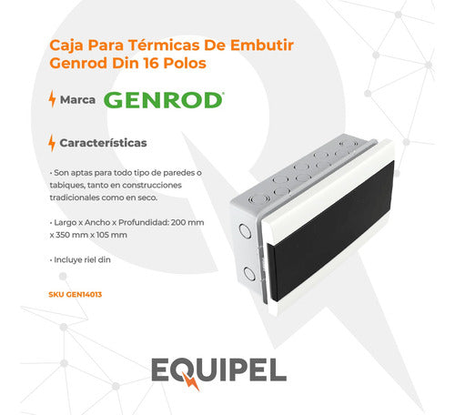 Caja Para Térmicas De Embutir Genrod Din 16 Polos 1