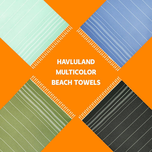 Havluland Toalla Baño Algodón Turco Playa 99x180cm Azul Marino Set X 2 4