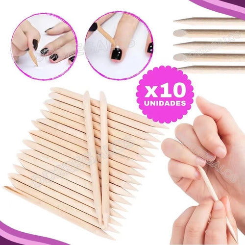Pack of 10 Orange Wood Sticks Cuticle Pusher Manicure Nail Tools 2