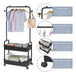 Accstore Metal Clothing Racks, Freestanding Garment Rack with Wheels, 2-Level Plastic Storage Shelf, Black 4