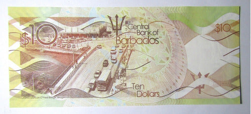 Barbados Billete 10 Dolares 2013 Pick 75 D Unc Sin Circular 2