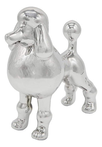 Nayothecorgi Ceramic Dog Statue - Metallic Silver Standing Poodle Dog Statue - Decorative Dog Sculpt 0