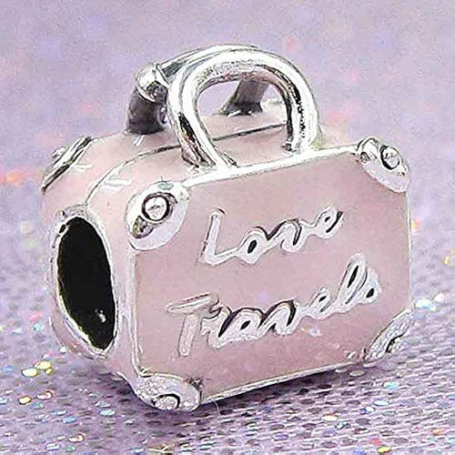 Maleta Rosa Love Travel 925 Talón De Plata Esterlina Para Pa 2