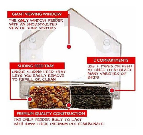 Comedero Para Pajaros De Ventana Con 4 Ventosas Extrafuertes 1