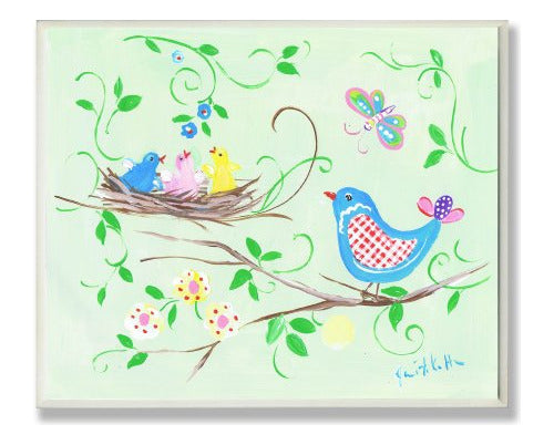 The Kids Room By Stupell Blue Bird Y Birds In Nest Rectangle 0