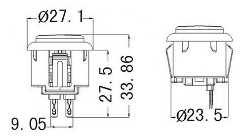 Boton Pulsador Arcade 24mm Int - 27mm Ext Rosa 1