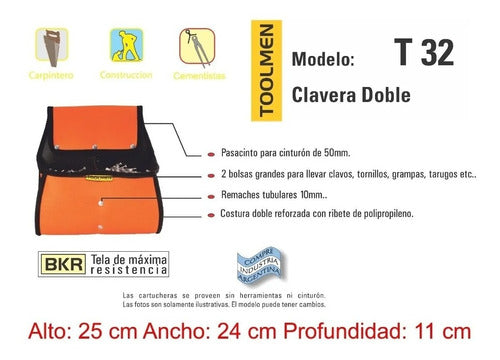 Toolmen Clavera Doble Albañil Cinto Porta Atornillador T32 T35 T999 1