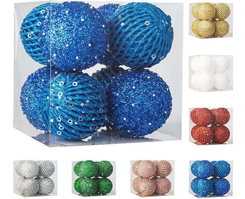 XmasExp 8 Shatterproof Christmas Balls 10cm in Bright Blue 0