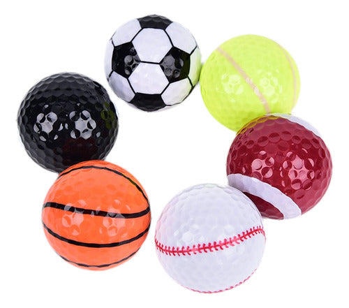 MarketBoss 6 Pcs Golf Balls (Basketball, Football, Volleyball, Tennis, Baseball, 8-Ball) 0