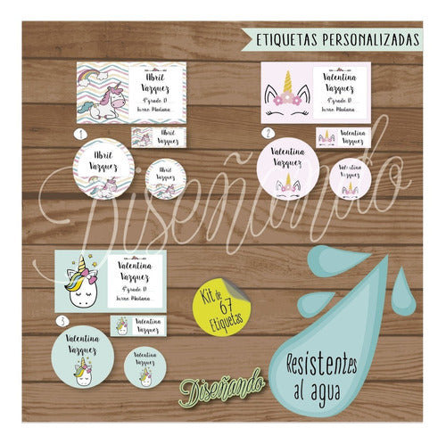 Diseñando Personalized School Labels - Water Resistant 0