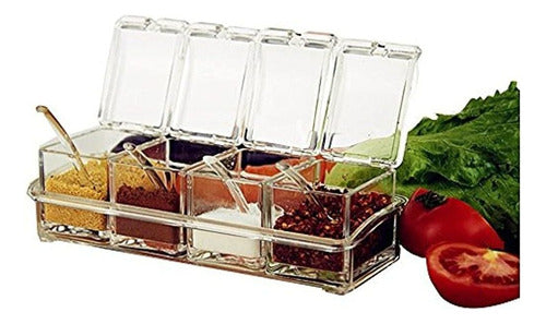 Paracity Kitchen Gourmet - Acrylic Spice Container Box with 4 Serving Spoons 0