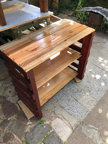 Mesa Organizador Desayunador Con Estantes Madera Reciclada 2