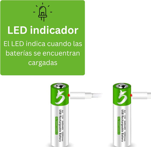 Deleex Rechargeable AA Batteries x 2 USB-C 2600mAh 6