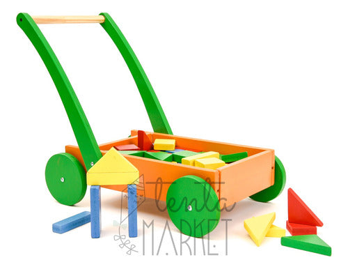 Carrito Y Caminador 2 En 1 De Madera Arrastre Montessori 2