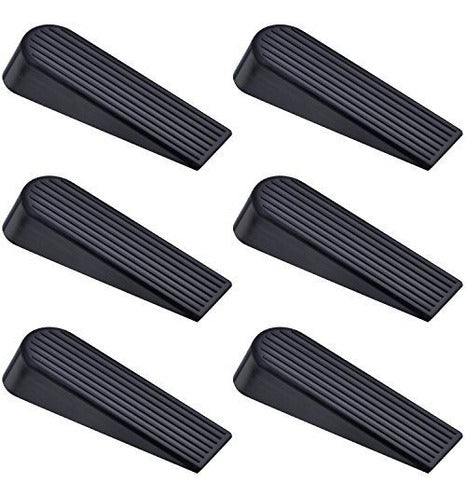 Hotop 6 Pack Door Stop Cuñas De Goma Negro Stoppers Para El 1