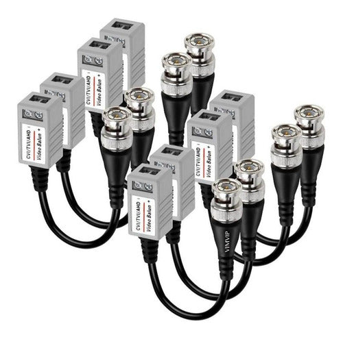 Balun Video Pasivo Ahd Hdtvi Hdcvi Bnc A Cable X 4 Pares 0