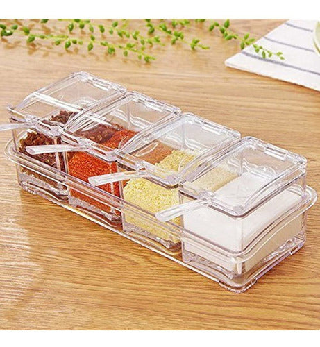 Paracity Kitchen Gourmet - Acrylic Spice Container Box with 4 Serving Spoons 1