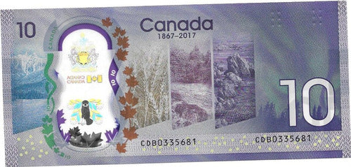 KURCHAN Billete Canada Año 2017 10 Dolares Plastico Sin Circular 1