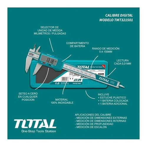 Total Calibre Digital Precision 150mm Inoxidable Tmt321501 4