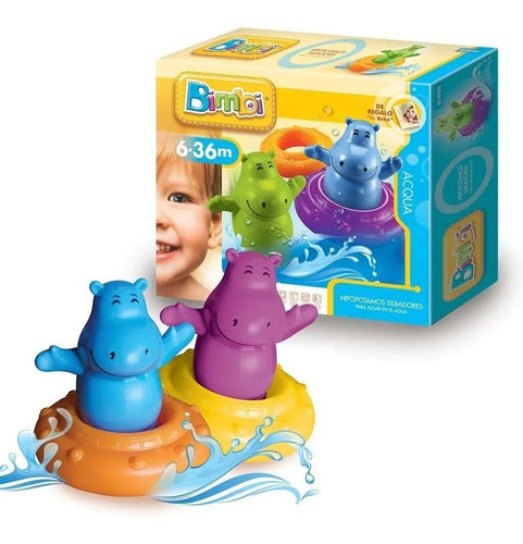 Juego De Agua Para Bañera Baño Bimbi Hipopotamo Silbadores 5