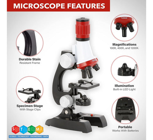 Microscopio Led, Incluye Juego De Accesorios 2