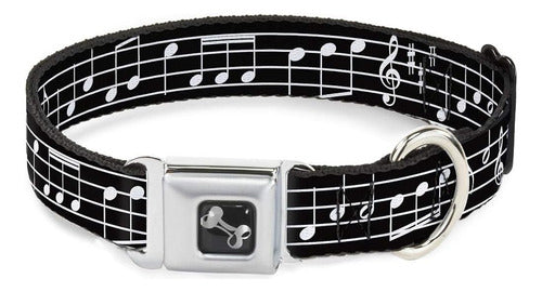 Buckle-Down Dog Collar with Seatbelt Buckle - Musical Notes 0