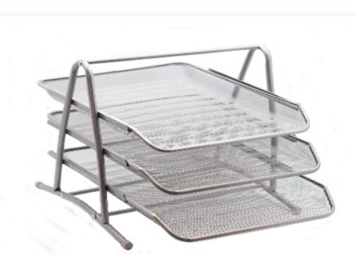 Metallic 3-Tier Tray Organizer Paper Bin 3