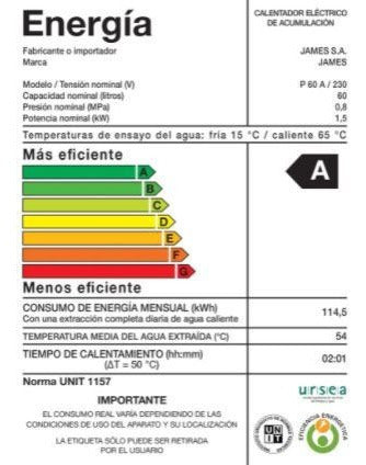 Calefón Termotanque James 60 L Acero Cilíndrico, Horizontal 1