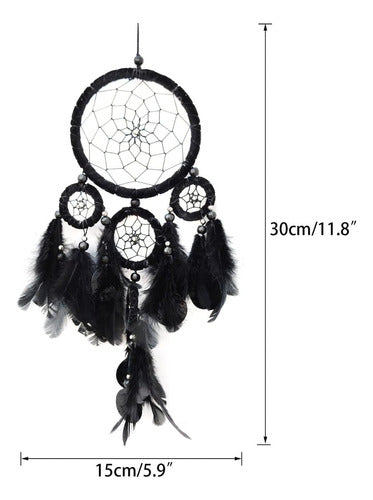 SOYUZU Small Black Dreamcatcher for Bedroom, Handmade with Feathers 1