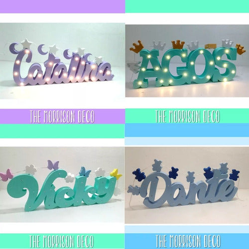 LED Lighted Names, Luminous + Mini Shape Garland 7