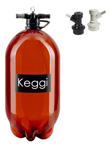 Keggy Barril De Cerveza 10 Lts Pet + Juego De Conectores Ball Lock 0