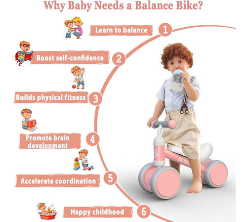 Bobike Balance Bike for Babies, Pink, 4 Wheels Without Pedals 3