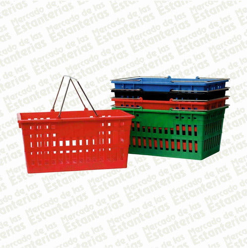 Mercado de las Estanterias Plastic Basket with 2 Handles for Supermarket - Pack of 8 5