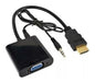 DBS HDMI to VGA Adapter + MiniPlug 3.5mm Audio Full HD 1080p 2