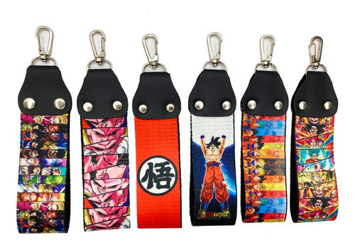 Sublimated Strap Keychain Set of 6 Anime Designs Bulk 1