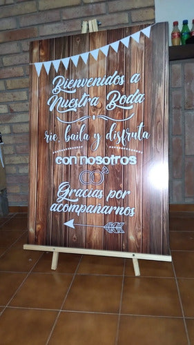 Wooden Wedding Sign 100x70 cm with Easel Included 3