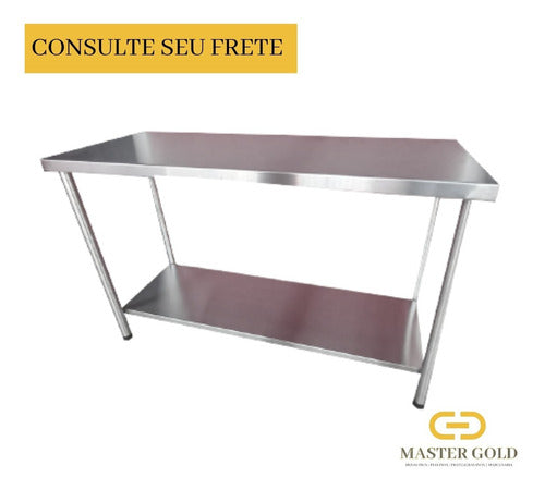 Mesa Auxiliar Inox 100% 100x50 Cozinha Industrial 1 Prat 1