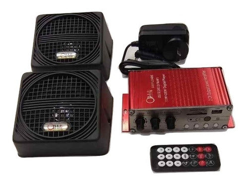 Kit Amplificador P/amoto  C/ Usb  +parlantes+ Fuente 1